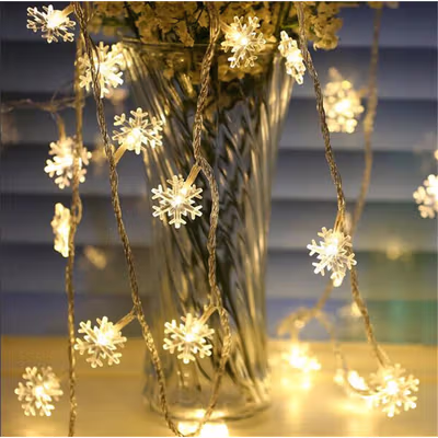 Lampu Hias String Lights Snowflake Christmas Decoration Battery 20 LED - HH-002 - Warm White — gambar 3