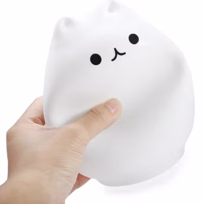 Lampu Tidur LED Model Kucing RGB 7 Color Rechargeable 0.4W 5V 1200mAh - LJC-101 - White — gambar 3