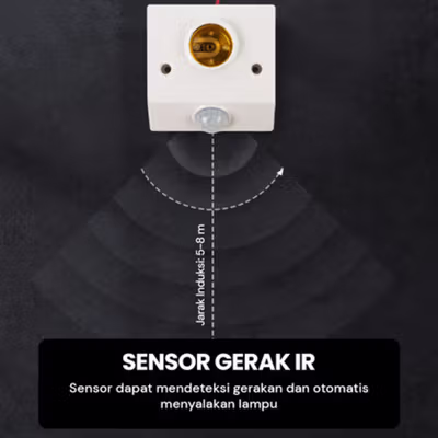 TaffLED Fitting Lampu Bohlam with Infrared Motion Sensor 240V 50W E27 - SP-820 - White — gambar 3