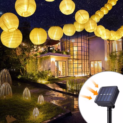 Ousam Lampu Hias String Lights Lampion Solar 20 LED 8 Modes 5M - M202 - Multi-Color — gambar 3
