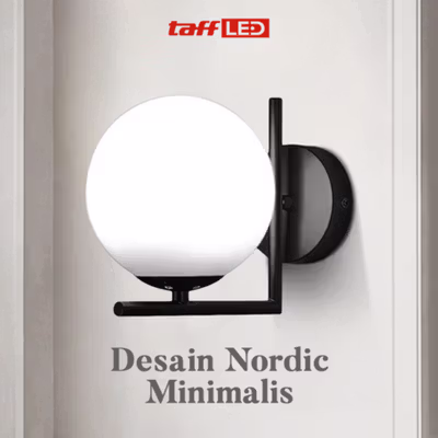TaffLED Fitting Lampu Dinding Hias Wall Lamp Nordic E27 - XD-2027 - Black — gambar 3