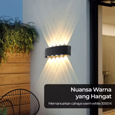 TaffLED Lampu Hias Dinding Up Down Light 10 LED Warm White 3000K 10W - 10T - Black — gambar 3
