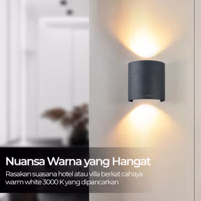 TaffLED Lampu Hias Dinding Minimalis Up Down Light Warm White 3000K 2W - 2T - Black — gambar 3