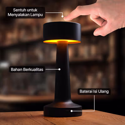 TaffLED Lampu Meja Hias Touch LED USB Rechargeable Tri Color 3W - QS-004 - Black — gambar 3
