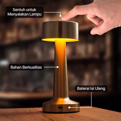 TaffLED Lampu Meja Hias Touch LED USB Rechargeable 3 Color 3W - QS-004 - Golden — gambar 3