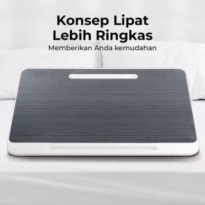 TaffHOME Meja Lipat Laptop Belajar Foldable Bed Table Adjustable - KS02 - Black — gambar 3