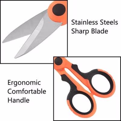 BE-TOOL Gunting Kabel Listrik Multifungsi Anti Slip Stainless Steel - B14 - Black/Orange — gambar 3