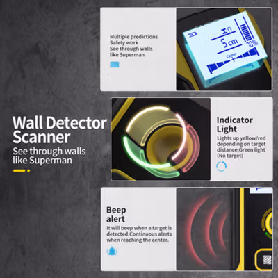 FNIRSI Detektor Logam Kayu LCD Wall Scanner HPC USB 300mAh - WD-01 - Black/Yellow — gambar 3