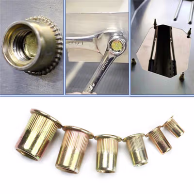 JERBOR Rivet Nut Mur M3 M4 M5 M6 M8 Carbon Steel 100 PCS - JR10 - Golden — gambar 3