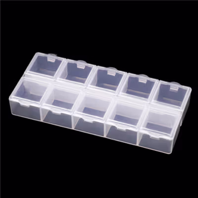 Kotak Perhiasan Aksesoris Plastic Storage Jewelry Box 10Grid - PJ-10 - Transparent — gambar 3