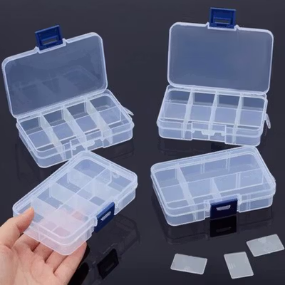 Kotak Perhiasan Aksesoris Plastic Storage Jewelry Box 8 Grid - PJ321 - Transparent — gambar 3