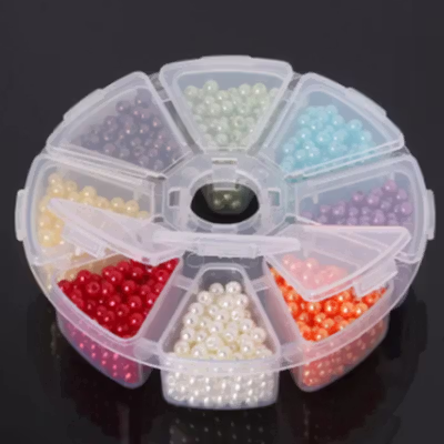 Kotak Perhiasan Aksesoris Round Plastic Jewelry Box 8 Slot - BT-8 - Transparent — gambar 3