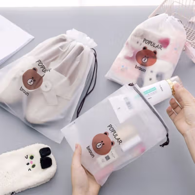 TaffPACK Kantong Pouch Plastik Serut Drawstring Bag Size L 20x30cm - VB-71 - White — gambar 3