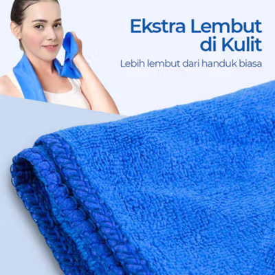 TaffHOME Handuk Microfiber Towel Soft Quick Dry 35x75cm - U0755 - Blue — gambar 3