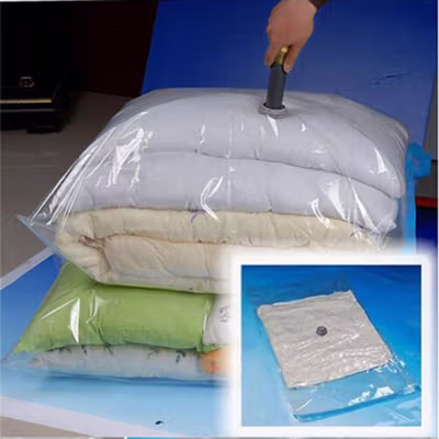 TaffPACK Kantong Plastik Vakum Pakaian Multifungsi Vacuum Bag 1 PCS 80x110cm - YK-1000 - Transparent — gambar 3