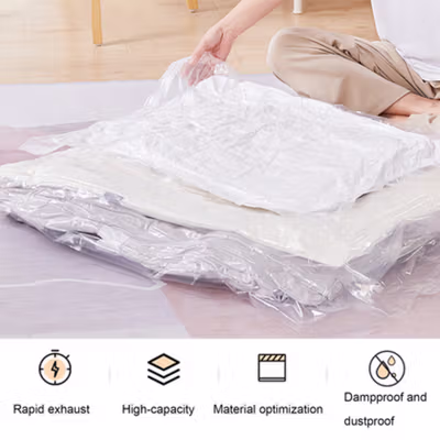 TaffPACK Kantong Plastik Vakum Pakaian Multifungsi Vacuum Bag 1 PCS 60x80cm - YB11 - Transparent — gambar 3