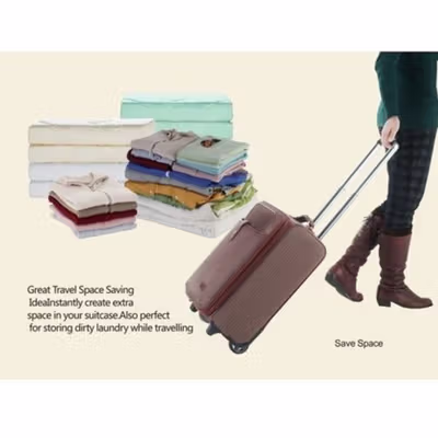 TaffPACK Kantong Plastik Vakum Pakaian Travel Vacuum Bag 40x60cm 1 PCS - TR028 - Transparent — gambar 3