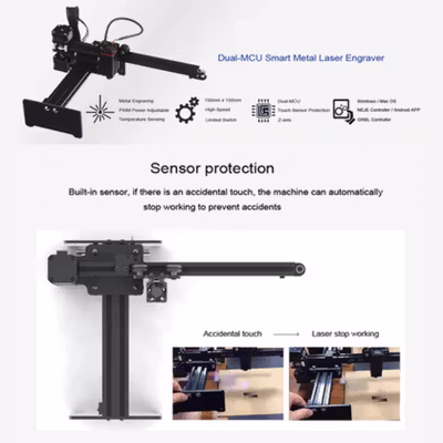 EleksMaker DIY Laser Engraving Machine 2-Axis 3500mW 60W - Black — gambar 3