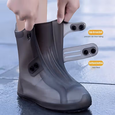 Holajaju Cover Sepatu Pelindung Anti Air Hujan PVC 1 Pair with Buckle 36-37 - H-007 - Black — gambar 3