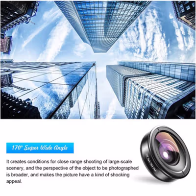 APEXEL Lensa Kamera HP Super Wide 170 Degree Angle Lens With Klip - APL-HB170 - Black — gambar 3