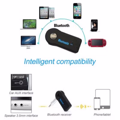 VCACA Bluetooth Receiver Audio Mobil Speaker Handsfree A2DP 3.5mm - VC50 - Black — gambar 3
