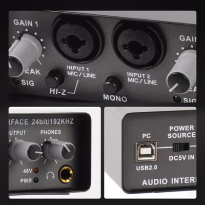 TEYUN External Sound Card Audio Interface Preamp High Speed USB 2.0 - Q-24 - Black — gambar 3