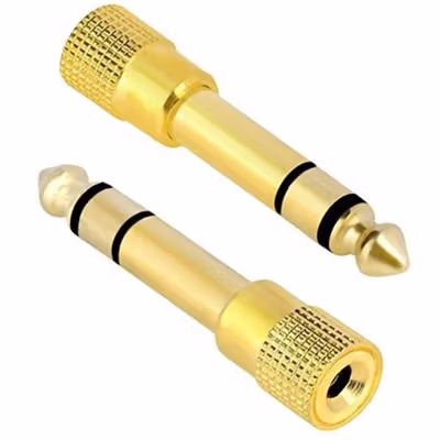 Headphone Jack Adaptor 3.5mm 1/8 ke 6.5mm 1/4 Stereo - PJ1652 - Golden — gambar 3