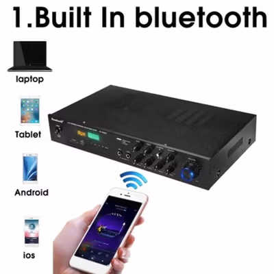 Sunbuck Audio Amplifier Bluetooth 5.0 Subwoofer FM 5 Ch Remote 2000W - AV-628BT - Black — gambar 3