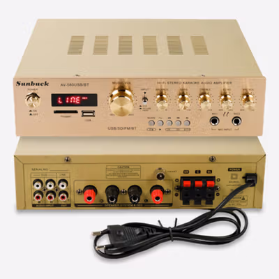Sunbuck Bluetooth EQ Audio Stereo Hi-Fi Amplifier Karaoke 5CH 920W - AV-580USB/BT - Golden — gambar 3