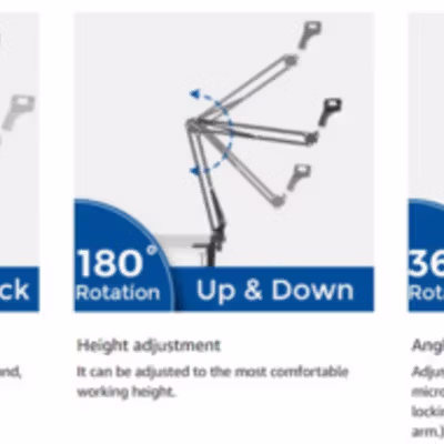 TaffSTUDIO Arm Stand Suspensi Mikrofon Scissor Lazypod Aluminium - NB-35 - Black — gambar 3