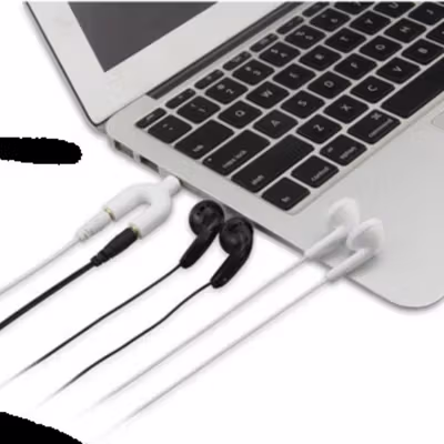 TaffSTUDIO Splitter Audio U Shape 3.5mm ke Headphone dan Mic - K0650 - Black — gambar 3
