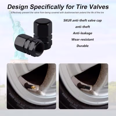 AQTQ Tutup Pentil Ban Mobil Motor Hex Valve Cap Aluminium 4 PCS - AQ-4 - Black — gambar 3