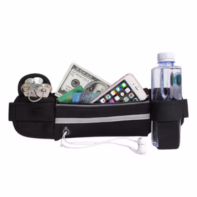 FREE KNIGHT Tas Pinggang Olahraga Lari Waterproof Running Waist Bag - FK413 - Black — gambar 3