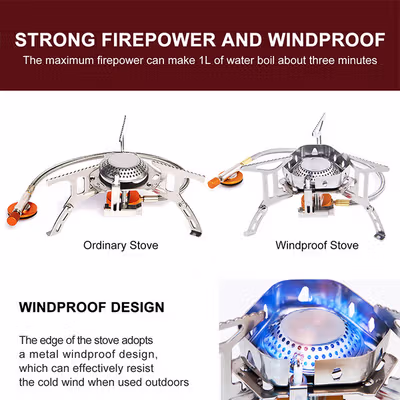 TaffSPORT Kompor Gas Portable Lipat Outdoor Ultralight Camping Stove - WSS-207 - Silver — gambar 3
