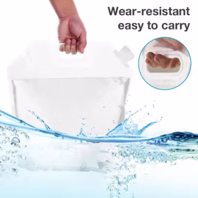 TaffSPORT Kantong Air Minum Lipat BPA Free Portable Water Bag 5L - SD-10 - Transparent — gambar 3