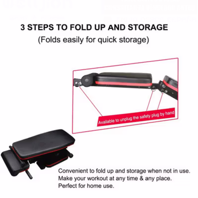 TaffSPORT Kursi Gym Iron Bench Press Foldable Sit Up Exercise - YC-204 - Black — gambar 3