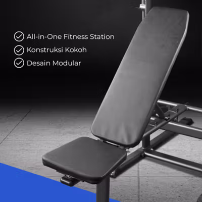 TaffSPORT Fitness Station Pull Up Bench Press Body Building Home Gym - ZE-210 - Black — gambar 3