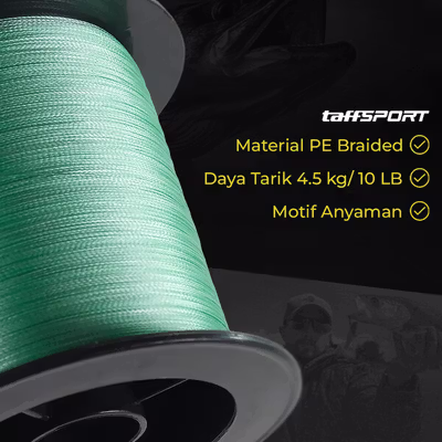 TaffSPORT Senar Tali Benang Pancing Fishing Line PE Braided 300M 0.4 - TF102 - Green — gambar 3
