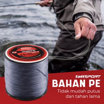 TaffSPORT Senar Pancing PE 4 Braided Strand Fishing Line 300M 8.0 - BLTP - Gray — gambar 3