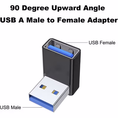 GETA Adaptor USB 3.2 Type A Male ke A Female L Shape 10 Gbps - G-02 - Black — gambar 3