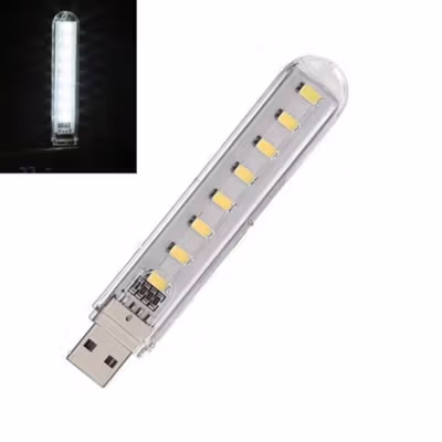 TaffLED Lampu Baca LED Mini USB Portable 5V 8 LED Cool White - SMD 5730 - White — gambar 3
