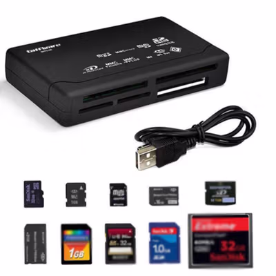 Taffware Card Reader USB 2.0 USB Hub MicroSD MMC SD SDHC XD Card - SHTC-08 - Black — gambar 3