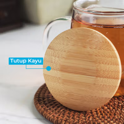 One Two Cups Cangkir Teh Saringan Kaca Tahan Panas Infuser Mug 420ml - C225 - Transparent — gambar 3