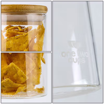 One Two Cups Toples Kaca Penyimpanan Makanan Kedap Udara Storage Jar 350ml - GH1270 - Transparent — gambar 3