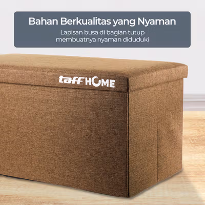 TaffHOME Sofa Kotak Penyimpanan Barang Foldable Storage Container 76x38x36.5cm - H031 - Brown — gambar 3