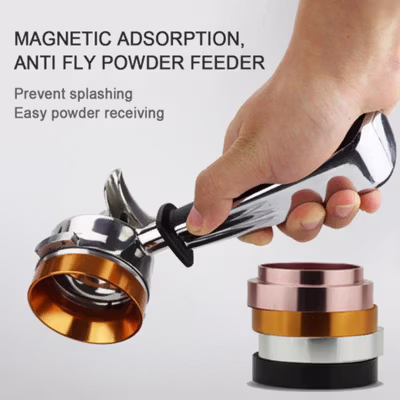One Two Cups Dosing Ring Portafilter Espresso Magnetic Aluminium 51mm - XA045 - Black — gambar 3