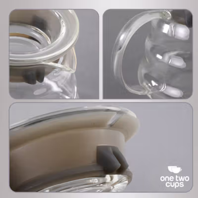 One Two Cups Coffee Server V60 Drip Pour Over Borosilicate Glass 360ml - SE101 - No Color — gambar 3