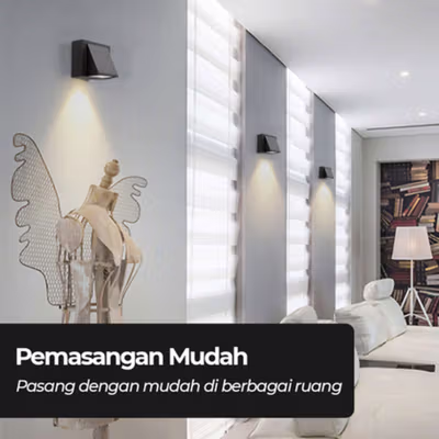 TaffLED Lampu Dinding Hias LED Indoor Outdoor Plastic Body Warm White 3W - BD84 - Black — gambar 3