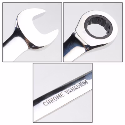 SAIKE Kunci Pas Ring Ratchet Kombinasi Chrome Vanadium 17mm - CV72 - Silver — gambar 3
