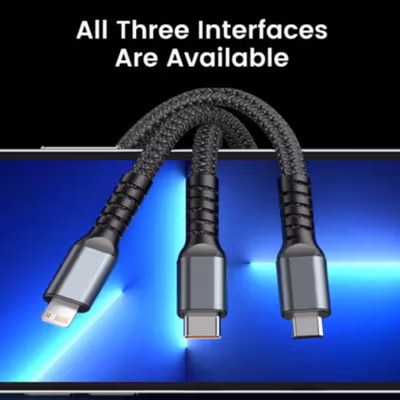 OLAF Kabel Data Multifungsi Micro USB Lightning Type C 20V 1.2M - OL601 - Black — gambar 3